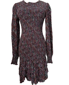 Kookai Long Sleeve Ruffle Dress Size 40 (12) Cocktail Party Burgundy Floral - Picture 1 of 14