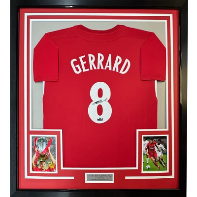 Framed Facsimile Autographed Steven Gerrard 35x39 Liverpool Red Reprint Jersey - Image 1 of 2