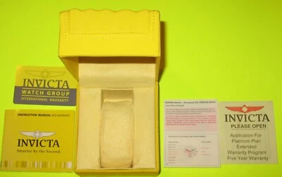 YELLOW WAVY LEATHER INVICTA WATCH BOX & USER GUIDE - NO WATCH - Image 1 of 4