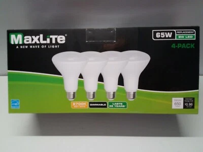 MAXLITE LED DIMMABLE RECESSED LIGHT BULB 8W  65 WATT EQUIVALENT BR30 BOX OF 4 - Image 1 of 4