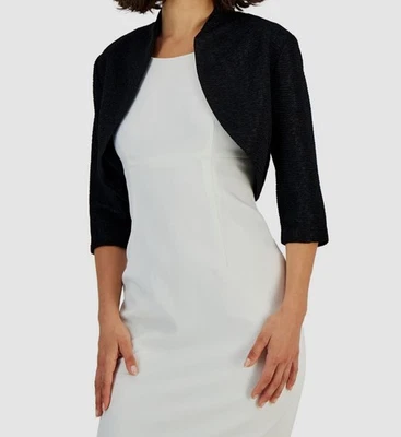 Bolero Connected para mujer negro manga codo frontal abierta encogimiento de hombros talla pequeña PM Foto 1 de 2