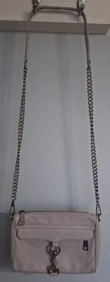 Bandolera de cuero genuino gris Rebecca Minkoff correa de cadena Foto 1 de 4