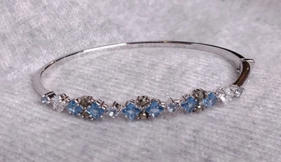 Brazalete Brazalete Judith Jack Tono Plata Azul y Transparente Circonita y Marcasita Foto 1 de 4