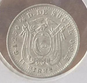 Moneta argento Ecuador 1/2 MEDIO DECIMO Sucre 1915 XF Birmingham - Foto 1 di 2