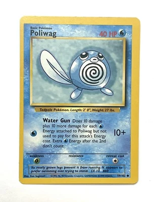 Poliwag 59/102 Base Set Pokemon Card - LP/MP Miscut Off Center OFC Error - Image 1 of 4