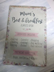 Mum's B&B A4 Metal Sign Bed & Breakfast Service's Household Chores Fun - Picture 1 of 5