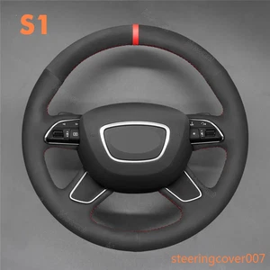 Black Suede Steering Wheel Cover Stitch Wrap for AUDI A4 A6 A7 A8 ALLROAD Q5 Q7 - Picture 1 of 13