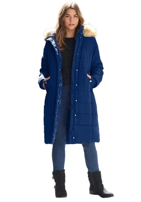 Roaman's Women's Plus Size Plus Size Knee Length Puffer Coat - Image 1 of 4