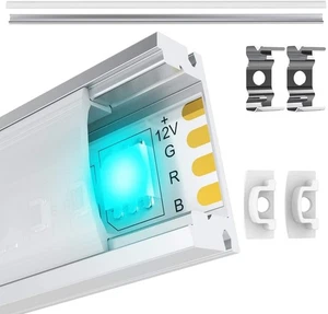 Aluminium Profile, 10 Pack 0.5m/1.65ft LED Channel for Strip Lights With - Picture 1 of 5