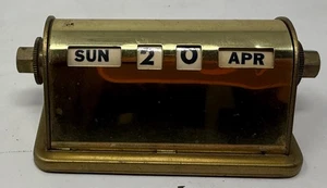 Vintage MCM Messing rollender ewiger Schreibtischkalender Bürodeko - Bild 1 von 5