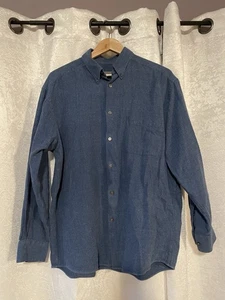 Men’s blue button-up flannel 100% cotton shirt Large Talbots - Picture 1 of 3