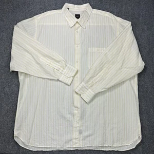 Ike Behar Shirt Mens 2XL Yellow Stripe Point Collar Cotton Barrel Cuffs - Picture 1 of 24