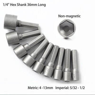 Impact Nut Screws Driver Socket 36mm Long Power Drill Bit 1/4" Hex Shank 4-13mm - Image 1 of 4