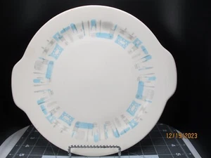 Royal China BLUE HEAVEN 11.5" Round Tabbed Cake Serving Plate Atomic MCM - Picture 1 of 8