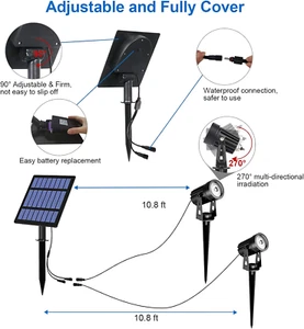2W Solar Spotlights, LED Solar Powered Landscape Lights Outdoor Waterproof So... - Picture 1 of 12