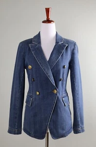 WHITE HOUSE BLACK MARKET NEW $180 Denim Jean Studio Blazer Jacket Top Size 0 - Picture 1 of 6