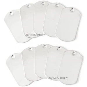 WHOLESALE 200 100 50 25 BLANK DOG TAG STAINLESS STEEL MILITARY SPEC SHINY MATTE - Picture 1 of 4