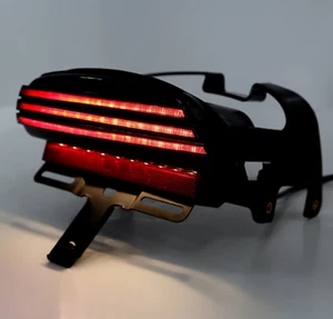 Red Tri Bar Fender LED Tail Light + Bracket Harley Fat Bob CVO Dyna FXDF 08 - 13 - Picture 1 of 4