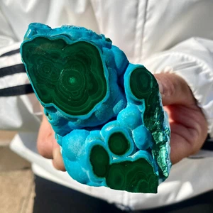 172G Natural chrysocolla/Malachite transparent cluster rough mineral sample - Picture 1 of 14