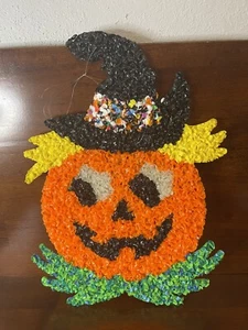 Vintage Melted Popcorn Plastic Decoration PUMPKIN JACK-O-LANTERN Halloween - Picture 1 of 2
