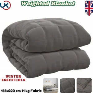 155x220cm Weighted Blanket Soothing Pressure 11Kg Grey Sleep Therapy Bed Throw - Picture 1 of 6