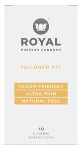 Royal Tailored Fit Ultra Thin Lubricated Organic Vegan Latex Condoms, 10 Pack - Picture 1 of 7