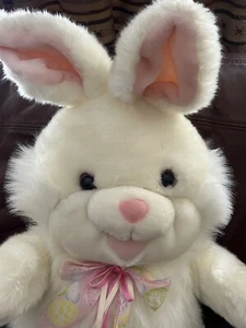 30" Vtg KIDS OF AMERICA White Bunny Rabbit Stuffed Animal Plush Pink Eyes - Picture 1 of 12