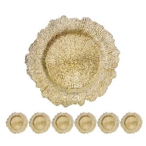 13 Inch Gold Charger Plates Plastic Plate Chargers for Table Setting Round Ga...