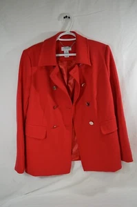 Carmen Marc Valvo Women's Red Double Breasted Millennium Jacket Coat Med T35 - Picture 1 of 5