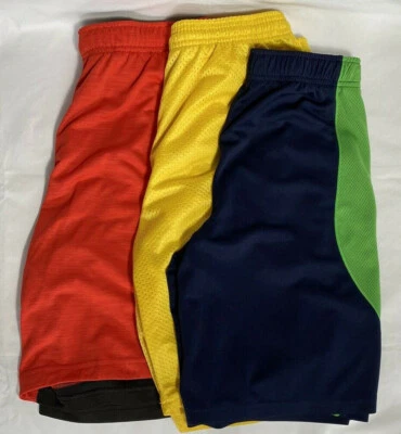 3 pares de pantalones cortos de gimnasio rojo amarillo azul cintura elástica talla mediana 28-34 Foto 1 de 4