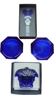 Versace Rosenthal Glass Collection Pisapapeles 2 Posavasos Tapón Botella NUEVO Foto 1 de 4