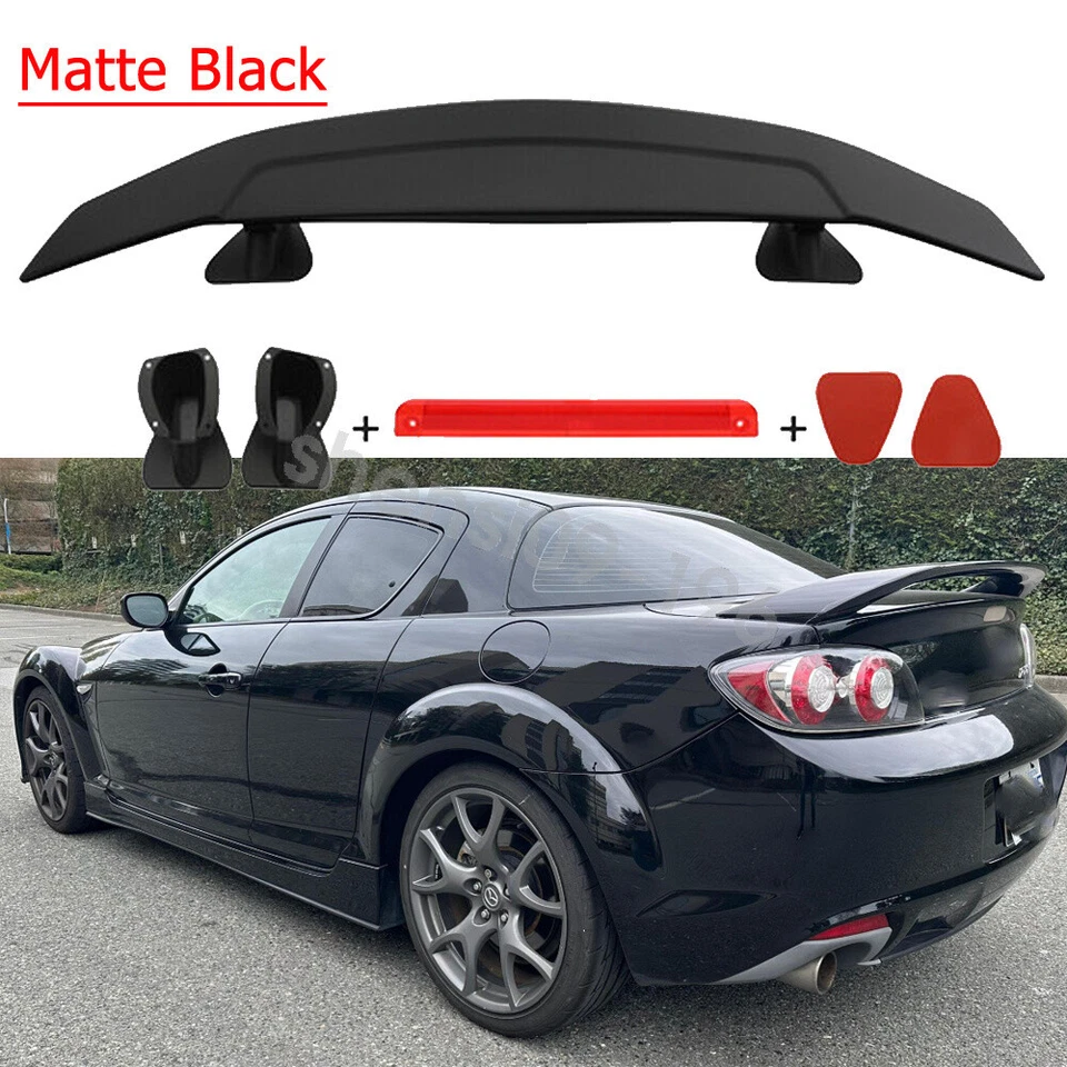 46" Matte Black Racing Rear Trunk Spoiler GT Wing Diffuser For Mazda RX-8 RX-7 Foto 1 de 4