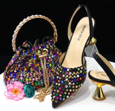 Mujer Estrás Gatito Tacones Cubo Vestido Fiesta Vestido Boda Brillo Zapatos  Foto 1 de 4