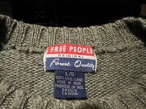 FREE PEOPLE Original Mens Sweater Quality Knit Wool Gray, Blue, Green - Size L - Picture 1 of 4
