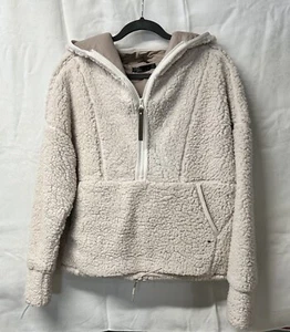 Prana Womens Sherpa Polar Escape Half Zip Hoodie Pullover Jacket Small Ivory - Picture 1 of 8