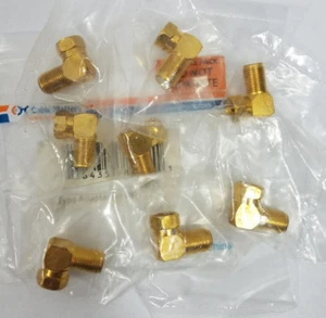 8 Pcs F Type Male to Female Right Angle 90 Degree Coax Coaxial TV Adapter Gold - Picture 1 of 3