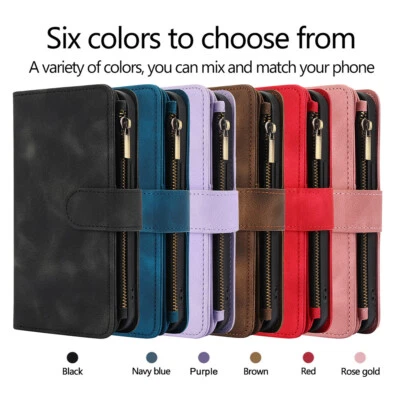 For Samsung A73 A72 A54 A53 A52 A34 A15 Leather Zipper Wallet Phone Case 6 color - Image 1 of 4