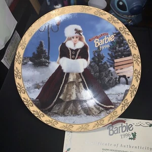 Happy Holidays Barbie 1996 Limited Edition Collectors Plate Christmas #35607 - Picture 1 of 5