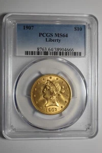 1907 Gold Liberty $10 MS64 PCGS - Picture 1 of 2