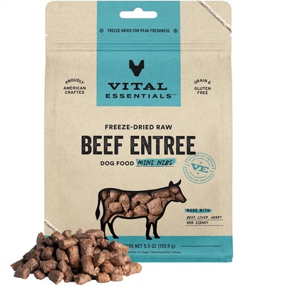 Vital Essentials Freeze Dried Raw Beef Dog Food 5.5 Ounce High Protein USA Made