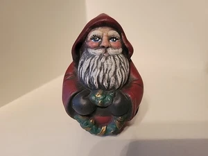 Vintage 1992 Scioto Santa Rotmantel Weihnachtskranz handbemalt signiert Figur  - Bild 1 von 13