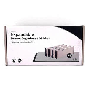 Juego de 4 divisores organizadores de cajones expandibles ajustables de 11" a 17" oficina en casa - Imagen 1 de 13
