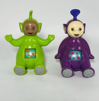 Vintage Teletubbies Dipsy Tinky 1998 Ragdolls Hasbro Sitting Rollerball Tummy - Image 1 of 4