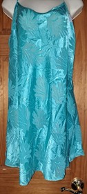 Aquq Blue Shiny  Short Chemise Nightgown 1x Xl Sexy Vintage Lingerie 