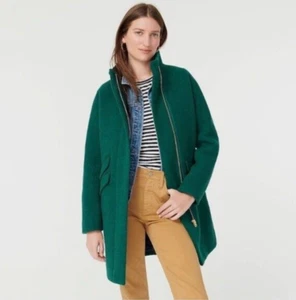 J Crew Petite Green Cocoon Coat in Italian Stadium Cloth Wool 00P - Picture 1 of 8