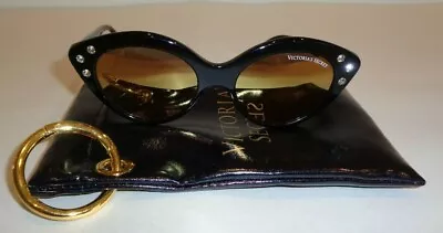 Victoria's Secret VS0009 Black Gold Rhinestone New Women's Cat Eye Sunglasses - Image 1 of 4