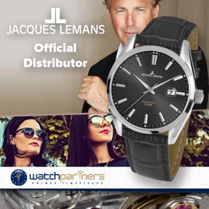 JACQUES LEMANS 'Classic' Automatic Date Watch 10ATM 42mm Case Black Strap & Dial - Picture 1 of 2