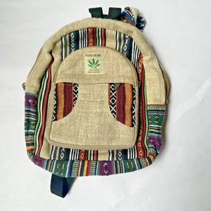 Himalayan Hemp Bag Lightweight Backpack Travel Hiking Small Size Made in Nepal - Picture 1 of 12