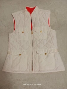 "Polo Ralph ""Lauren"" Chaleco Blanco Acolchado Naranja Revestimiento Cremallera Completa Mujeres Conjunto Medio - Imagen 1 de 13