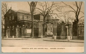 Johnston Gate And Harvard Hall Harvard University Cambridge MA DB c1914 Postcard - Picture 1 of 2